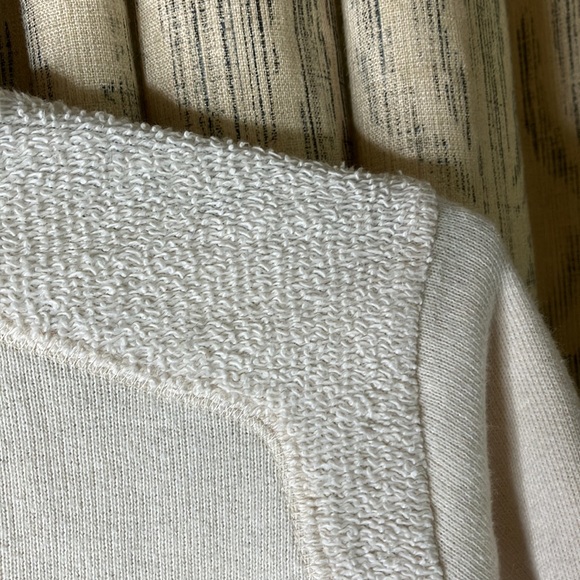 THEORY SIZE SMALL CREW SWEATSHIRT cream ivory reverse fleece detail 💯 cotton - Picture 7 of 8